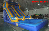 Best Blue Inflatable Water Slide 0.55mm PVC Tarpaulin For Amusement Park RQL-00303 for sale